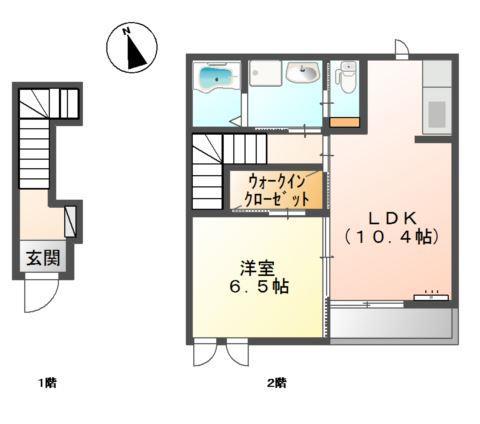 レユシール2(1LDK/2階)の間取り写真