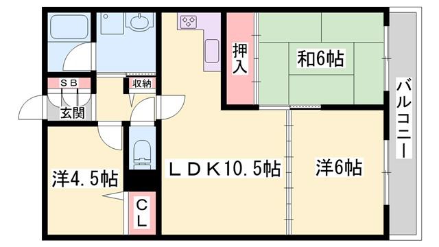 アルコ・ラ・カーサ姫路土山(3LDK/3階)の間取り写真
