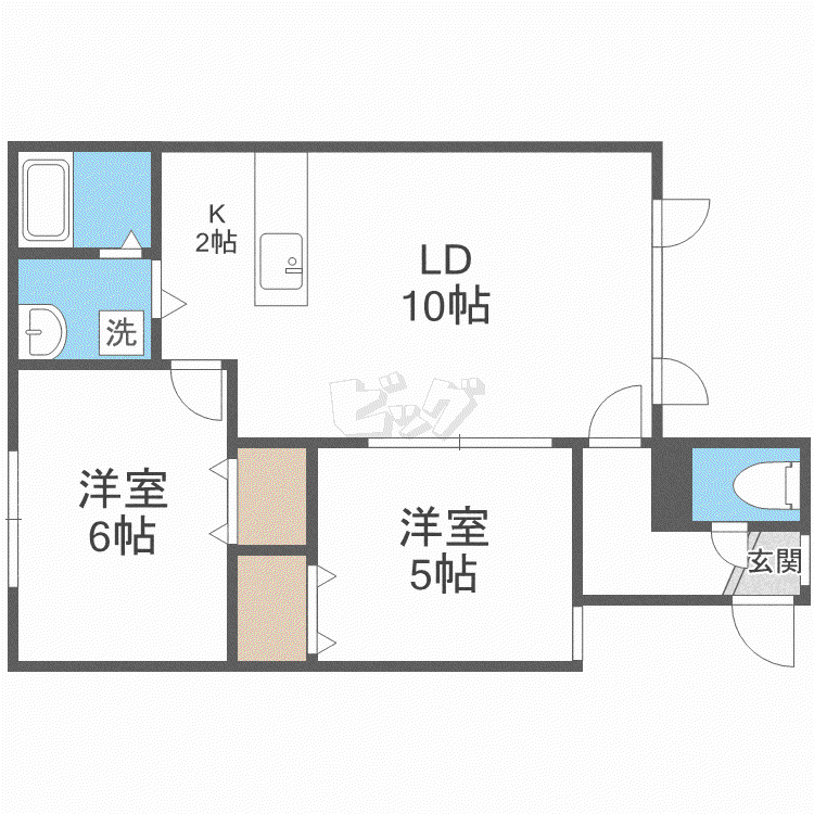 レジデンス祥(2LDK/2階)の間取り写真
