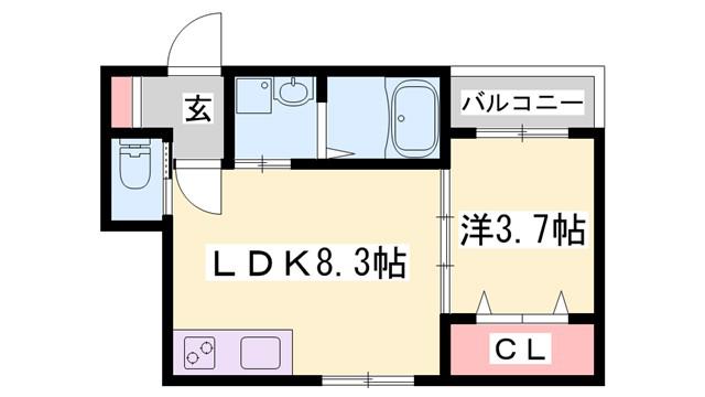 ルアナテラス38(1LDK/1階)の間取り写真