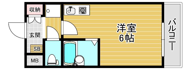タクティ三郷町(1K/4階)の間取り写真