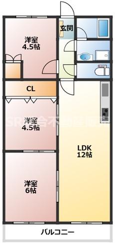 プレジデント東大阪 第4棟(3LDK/3階)の間取り写真
