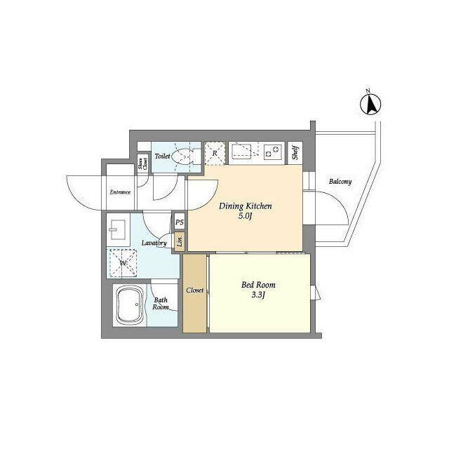 ベルファース三軒茶屋(1DK/2階)の間取り写真