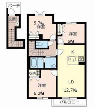 MASTCOURT加古川南(3LDK/2階)の間取り写真
