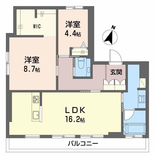 シャーメゾン定禅寺(2LDK/4階)の間取り写真