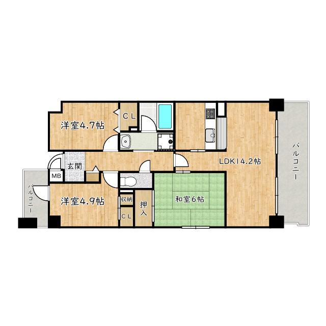 コスモス・ミソノ(3LDK/3階)の間取り写真