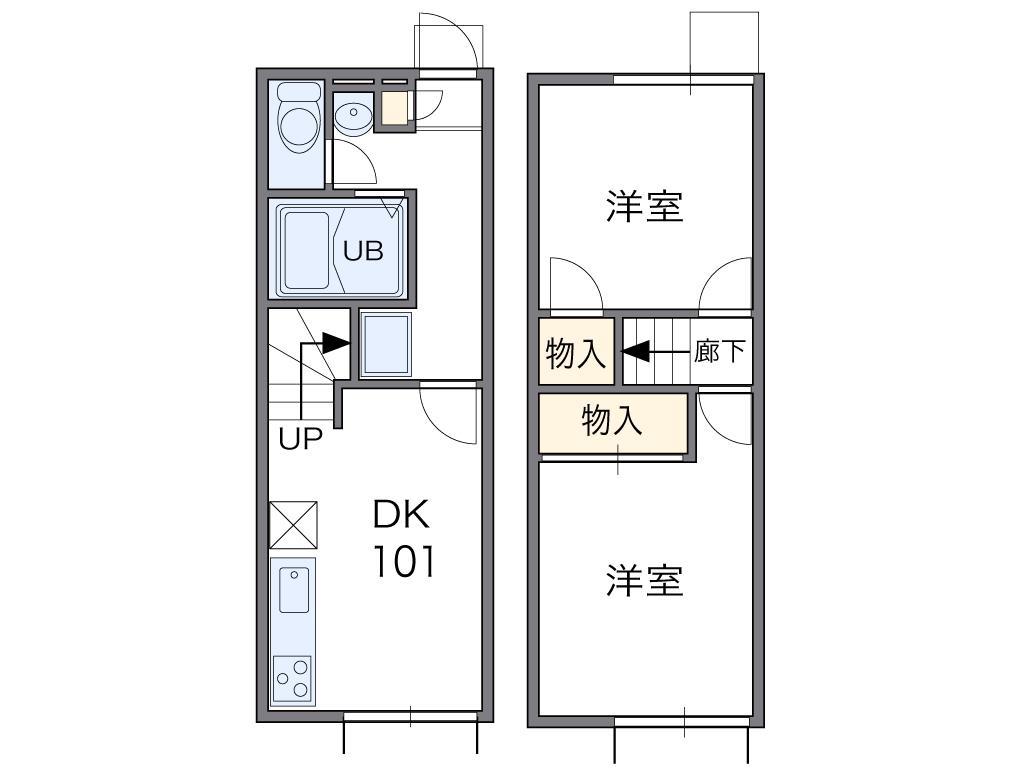 レオパレス118II(2DK/1階)の間取り写真