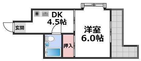 東洋プラザ蒲生(1DK/6階)の間取り写真