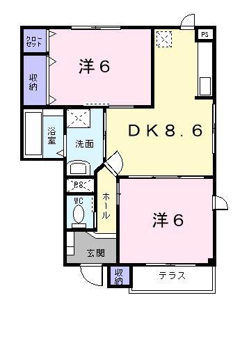 グレースA(2DK/1階)の間取り写真
