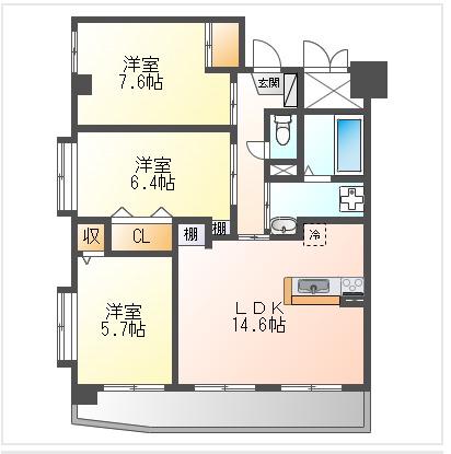 福富グリーンマンション(3LDK/4階)の間取り写真