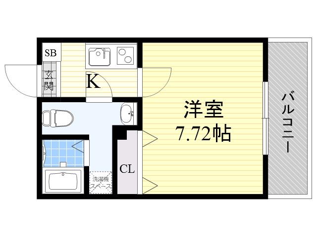 ドゥエリング神路(1K/3階)の間取り写真