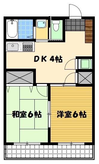 田村ビル(2DK/2階)の間取り写真