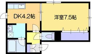クリオ江別(1DK/2階)の間取り写真