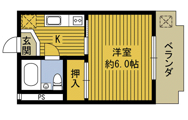 ふじさわハイランド(1K/2階)の間取り写真