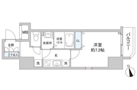 スカイグランデ日暮里(1K/2階)の間取り写真