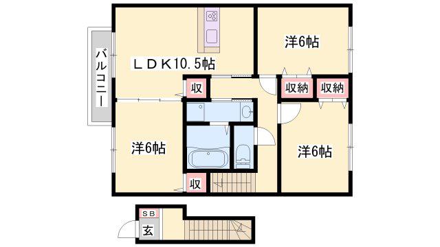 パストラル富永(3LDK/2階)の間取り写真