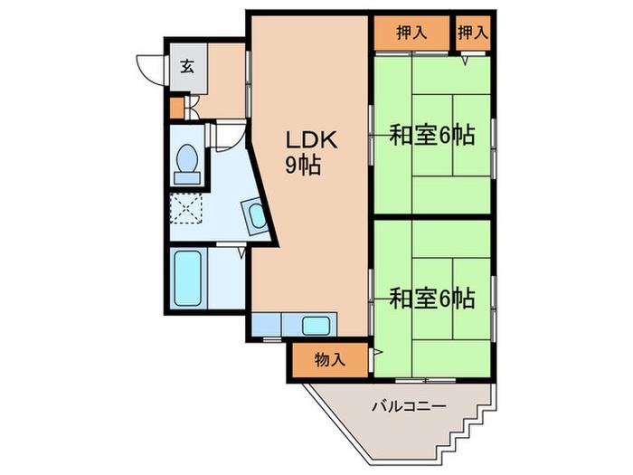 ツェルヴ福弥(2LDK/3階)の間取り写真