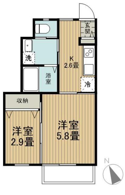 フラットさつき8(1LDK/1階)の間取り写真