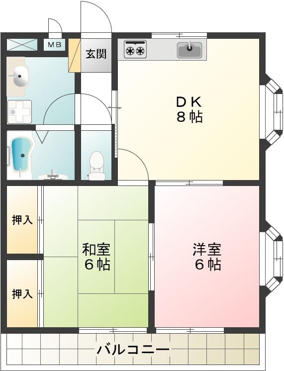 パル秋留台(2DK/1階)の間取り写真