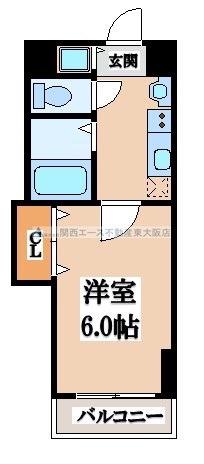 CITY SPIRE布施(1K/4階)の間取り写真