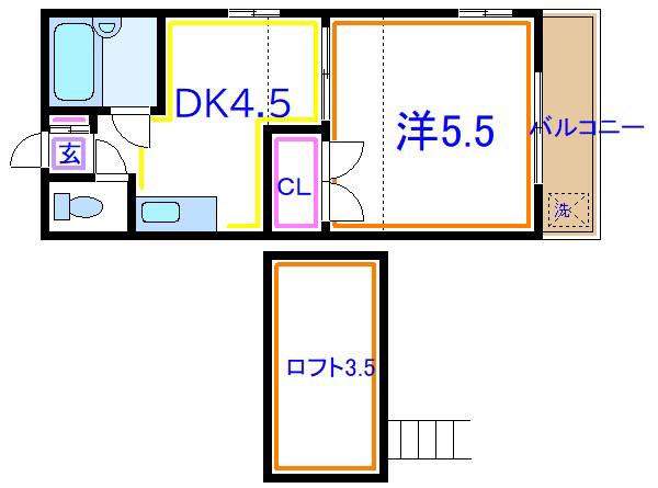 セナコーポ松原団地(1DK/2階)の間取り写真