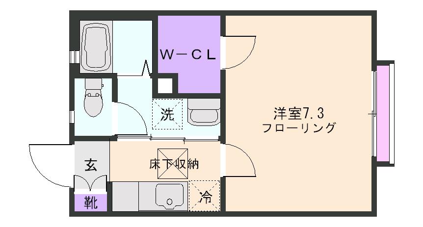 ソレアード千暁(1K/1階)の間取り写真