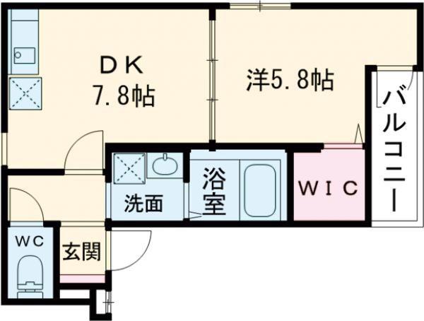 フジパレス忍ケ丘I番館(1DK/3階)の間取り写真