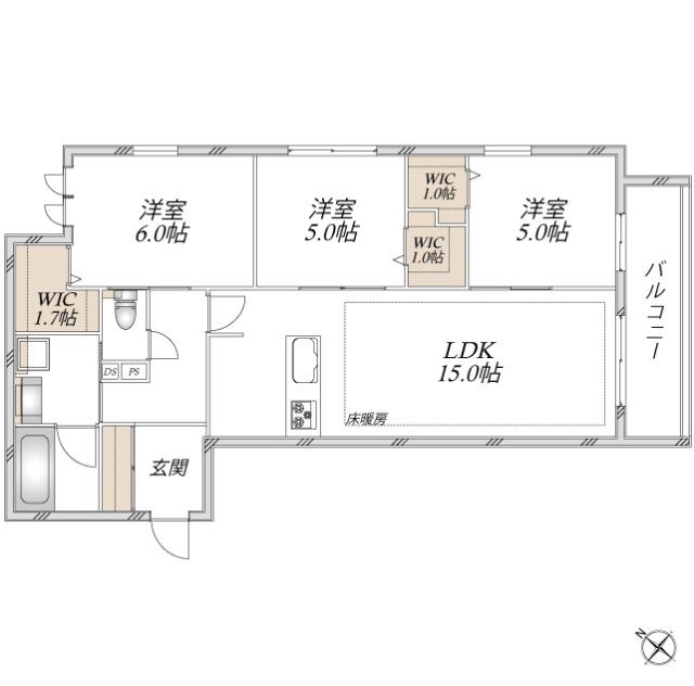 領家プライムコートII(3LDK/3階)の間取り写真