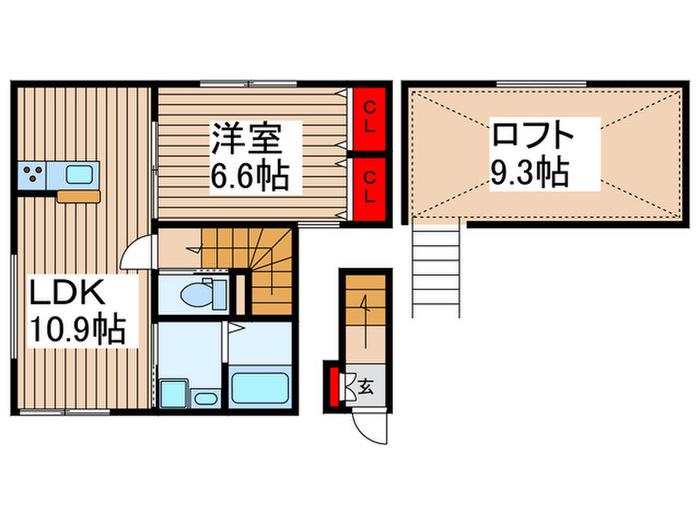 JR京浜東北線 蕨駅 徒歩9分 2階建 築3年(1LDK/2階)の間取り写真