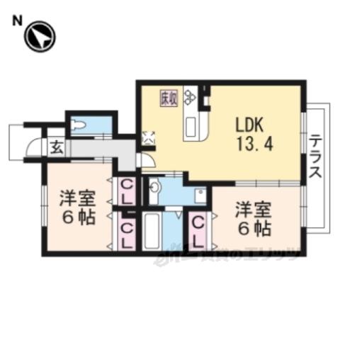 アロサール(2LDK/1階)の間取り写真