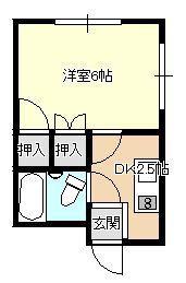 カレッヂ1(1K/2階)の間取り写真