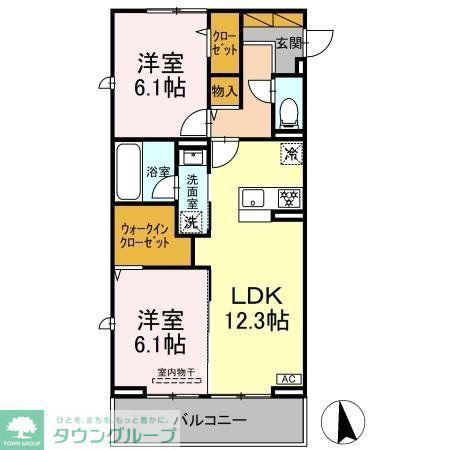 グレイスゲート新八柱(2LDK/2階)の間取り写真