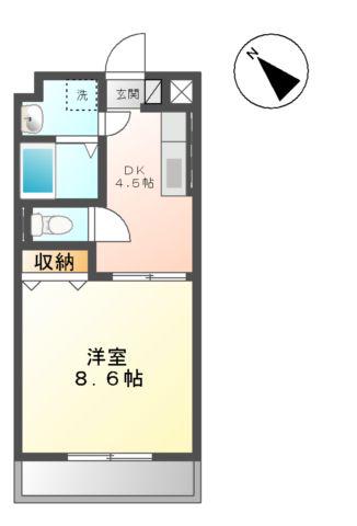 ラフォレノアール(1DK/2階)の間取り写真