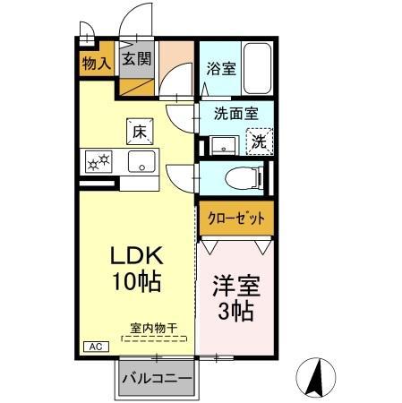 カトルセゾン A 103(1LDK/1階)の間取り写真