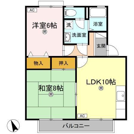 マリレーヴ内浜(2LDK/2階)の間取り写真