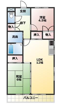 ドムス・シマ(2LDK/2階)の間取り写真