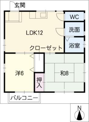 メルベーユ小坂A(2LDK/1階)の間取り写真