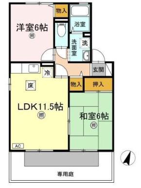 カトルファミーユ(2LDK/1階)の間取り写真