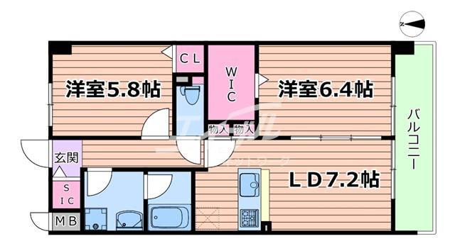ラフィネール大阪十三(2LDK/10階)の間取り写真
