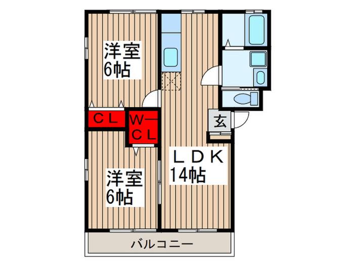 サカエガーデンC棟(2LDK/1階)の間取り写真