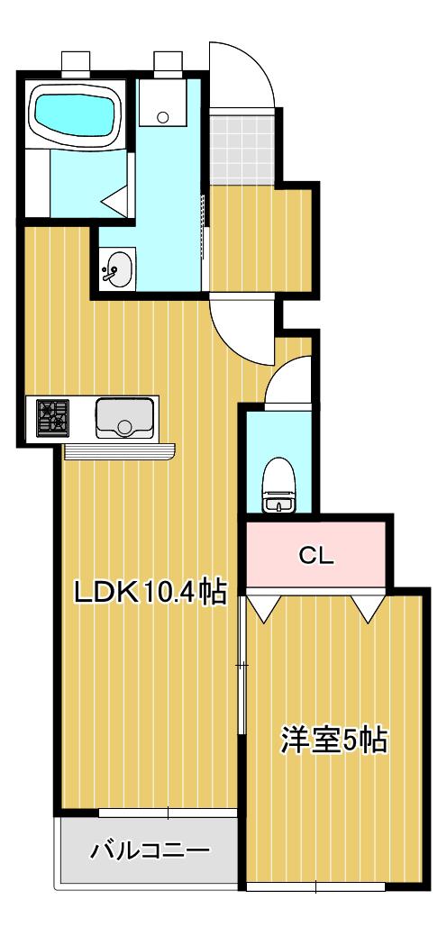 プティーシュシュ花尻北(1LDK/1階)の間取り写真
