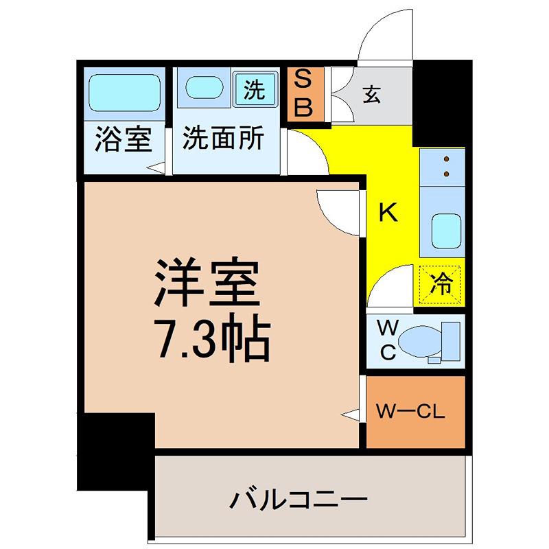 CREST TAPP黒川(1K/12階)の間取り写真