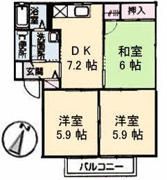 クレール華A(3DK/1階)の間取り写真