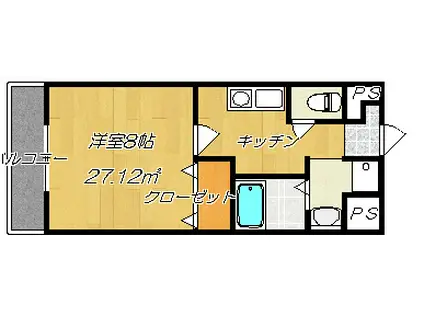 グローブワン(1K/2階)の間取り写真