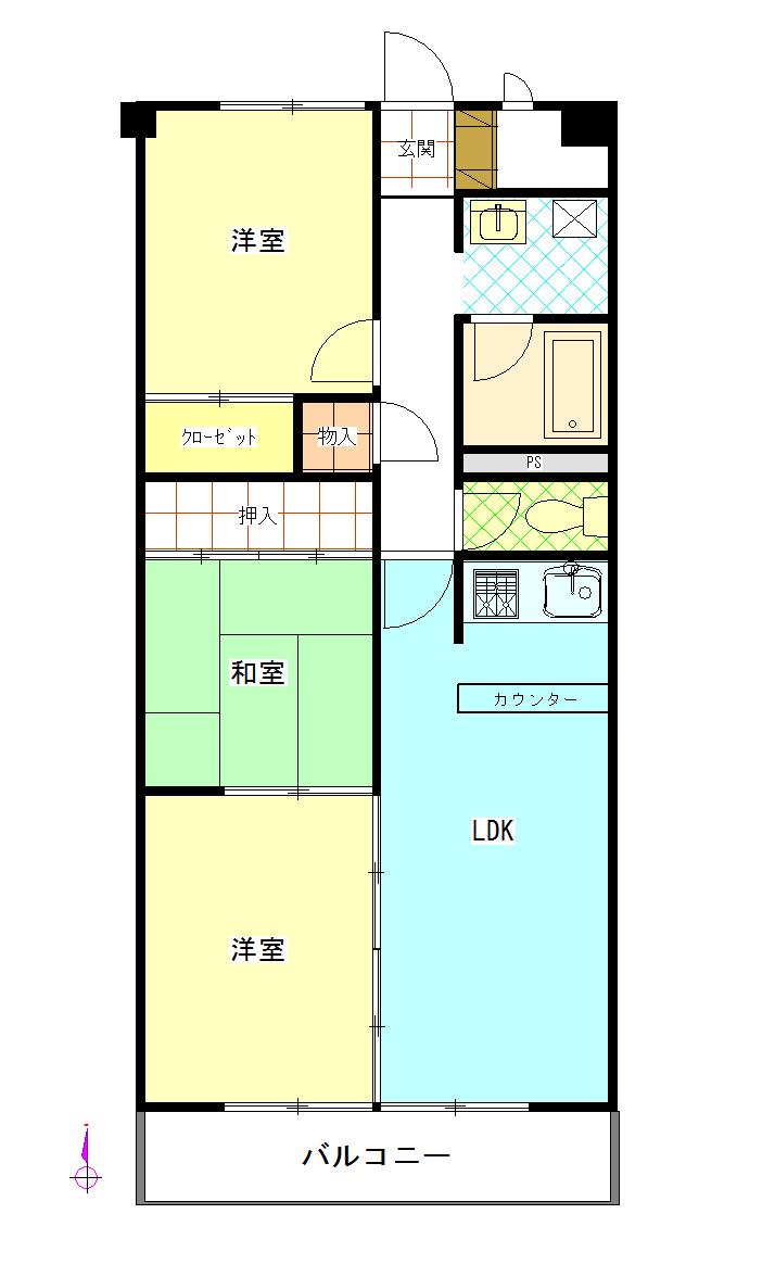 光和エステートビル(3LDK/7階)の間取り写真