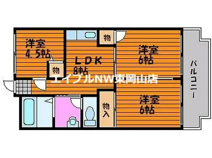 赤田ハイツ(3LDK/5階)の間取り写真