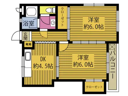 日吉コーポ(2DK/2階)の間取り写真