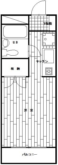 カウベル等々力(ワンルーム/3階)の間取り写真