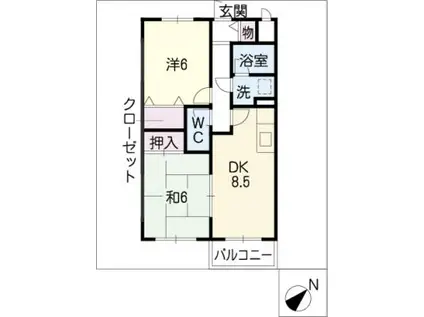 MAPLE S A棟(2DK/1階)の間取り写真