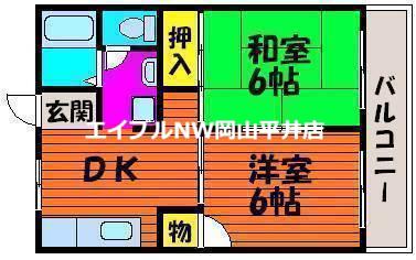 センチュリーせき(2DK/2階)の間取り写真